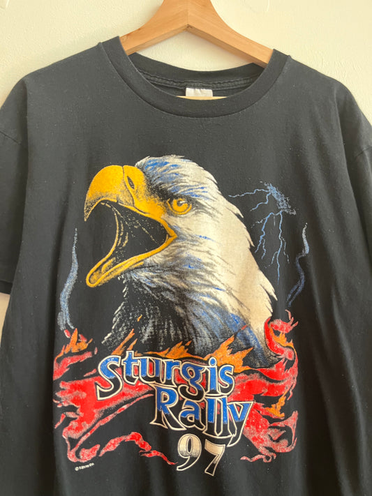 1997 Sturgis Rally Eagle Lightning Graphic Biker Tee (XL)