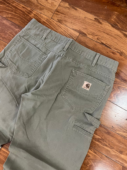 00s Carhartt Olive Green Carpenter Pants (35 x 30)