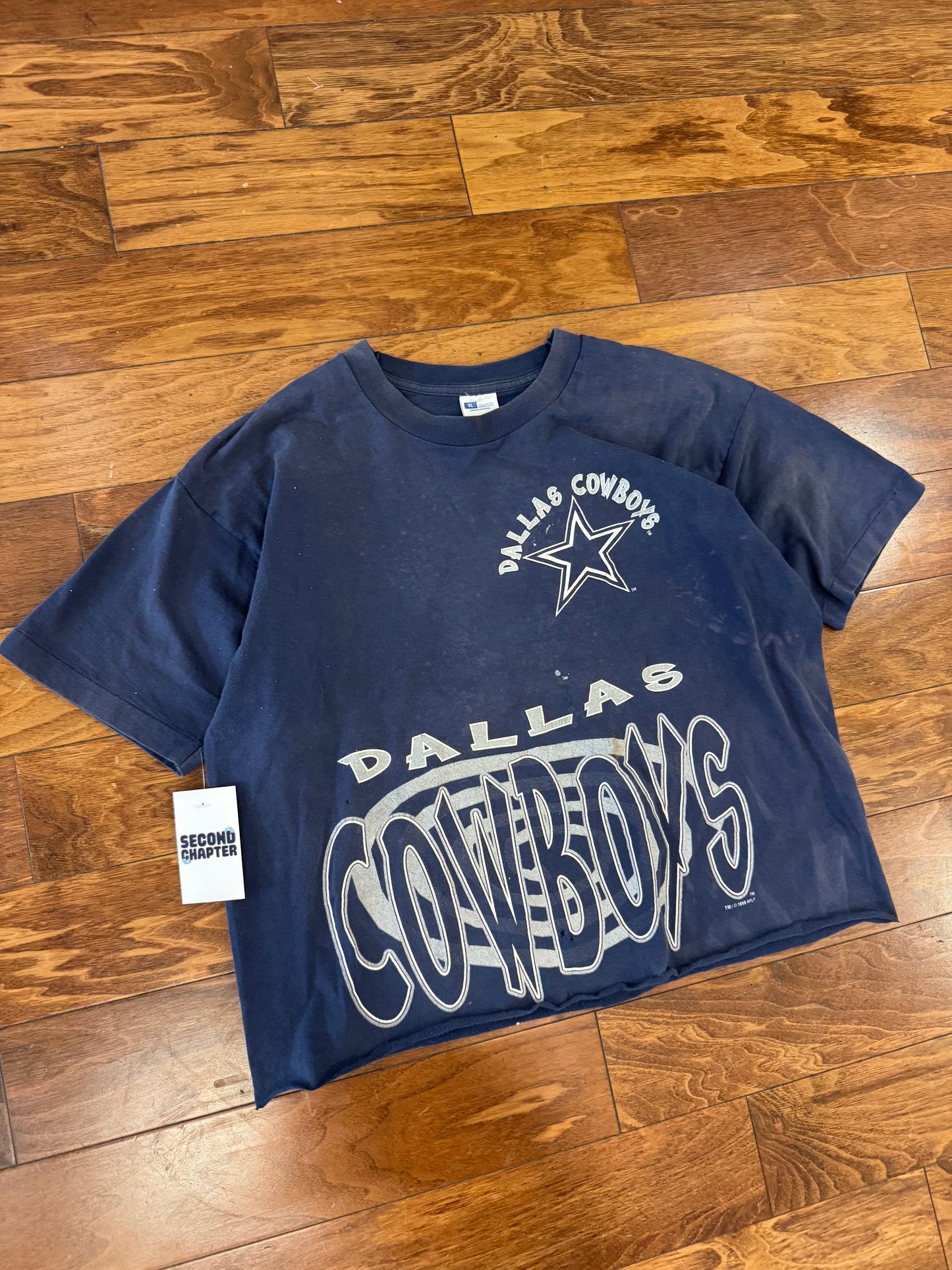1996 Dallas Cowboys Thrashed Cropped Tee (M)
