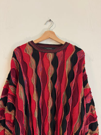 90s Protege 3D Knit Pink/Red Vintage Sweater (L)