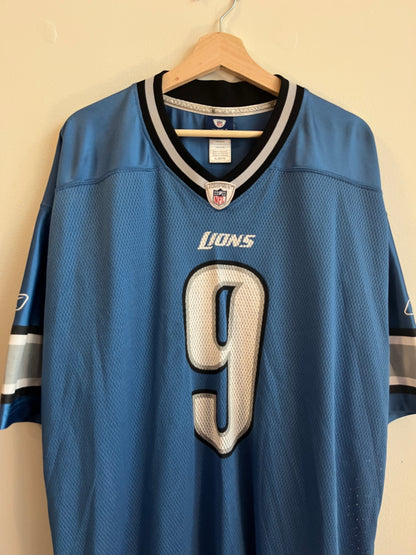 00s Detroit Lions Matthew Stafford Reebok Blue Jersey (XL)