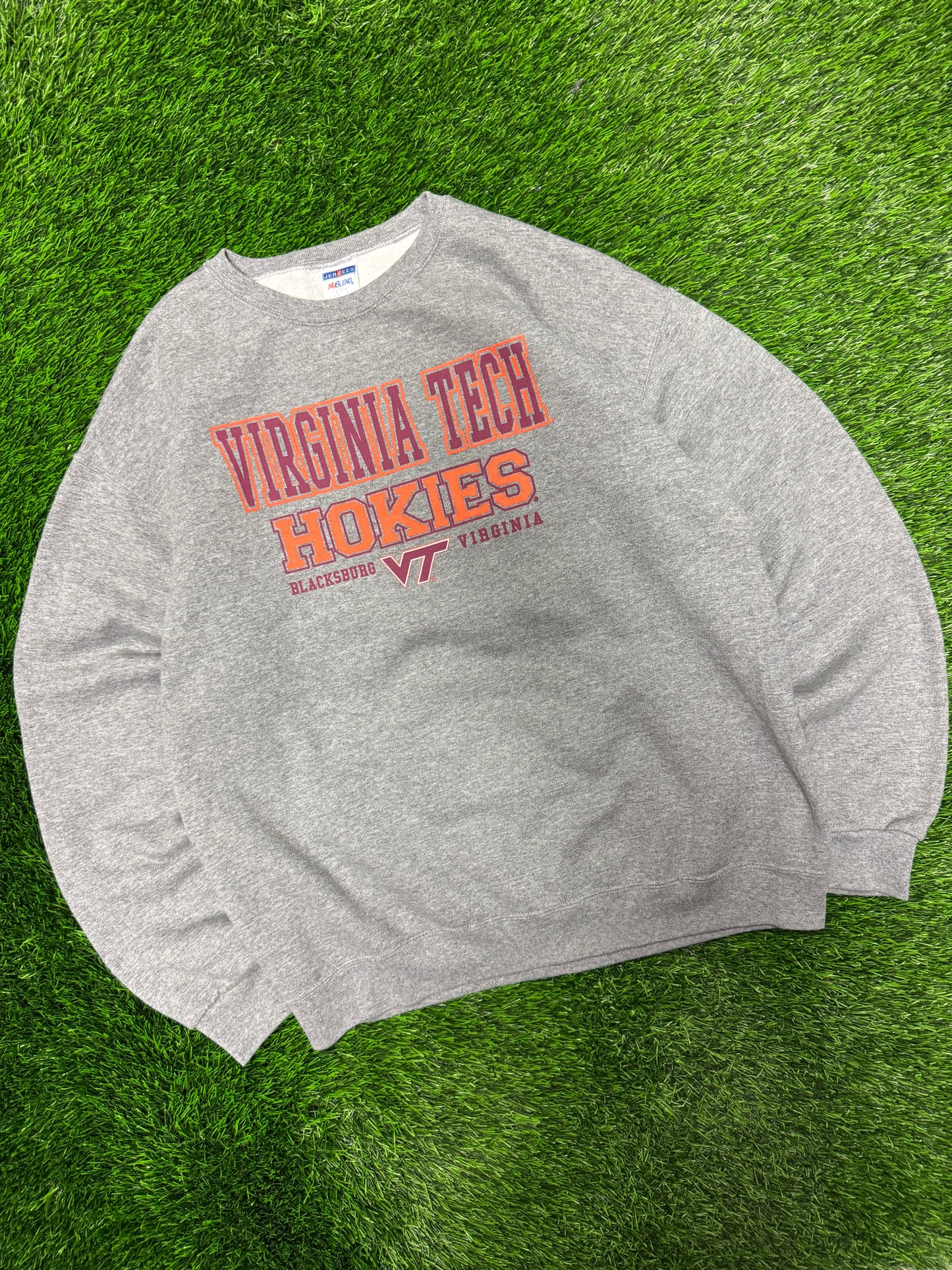 00s Virginia Tech University Jerzees Grey Crewneck (L)