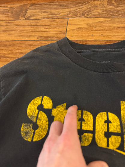 00s Pittsburgh Steelers Helmet Spell Out Vintage Graphic Tee (XL)
