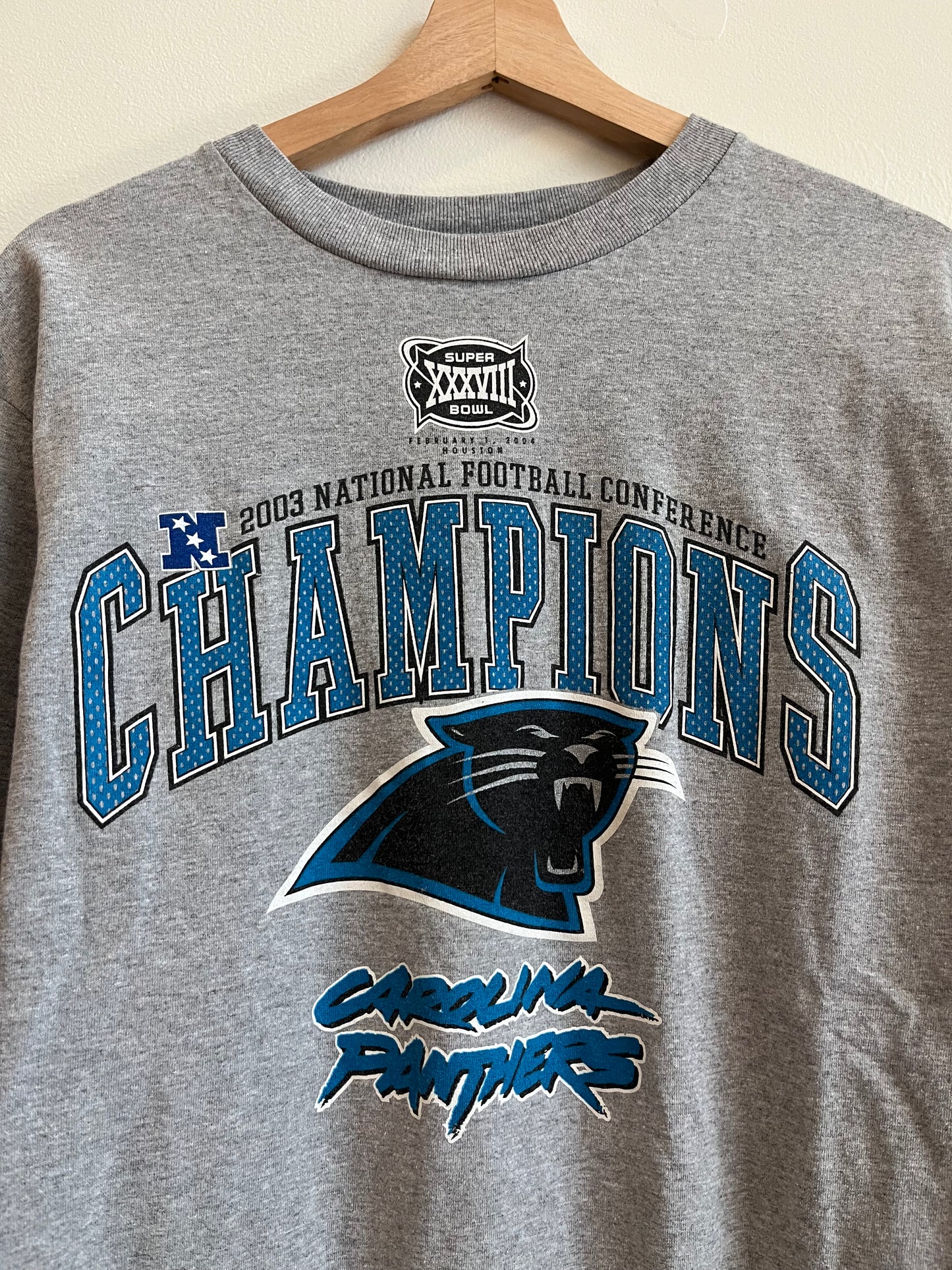 2003 Carolina Panthers NFC Champions Grey Long Sleeve Shirt (M)