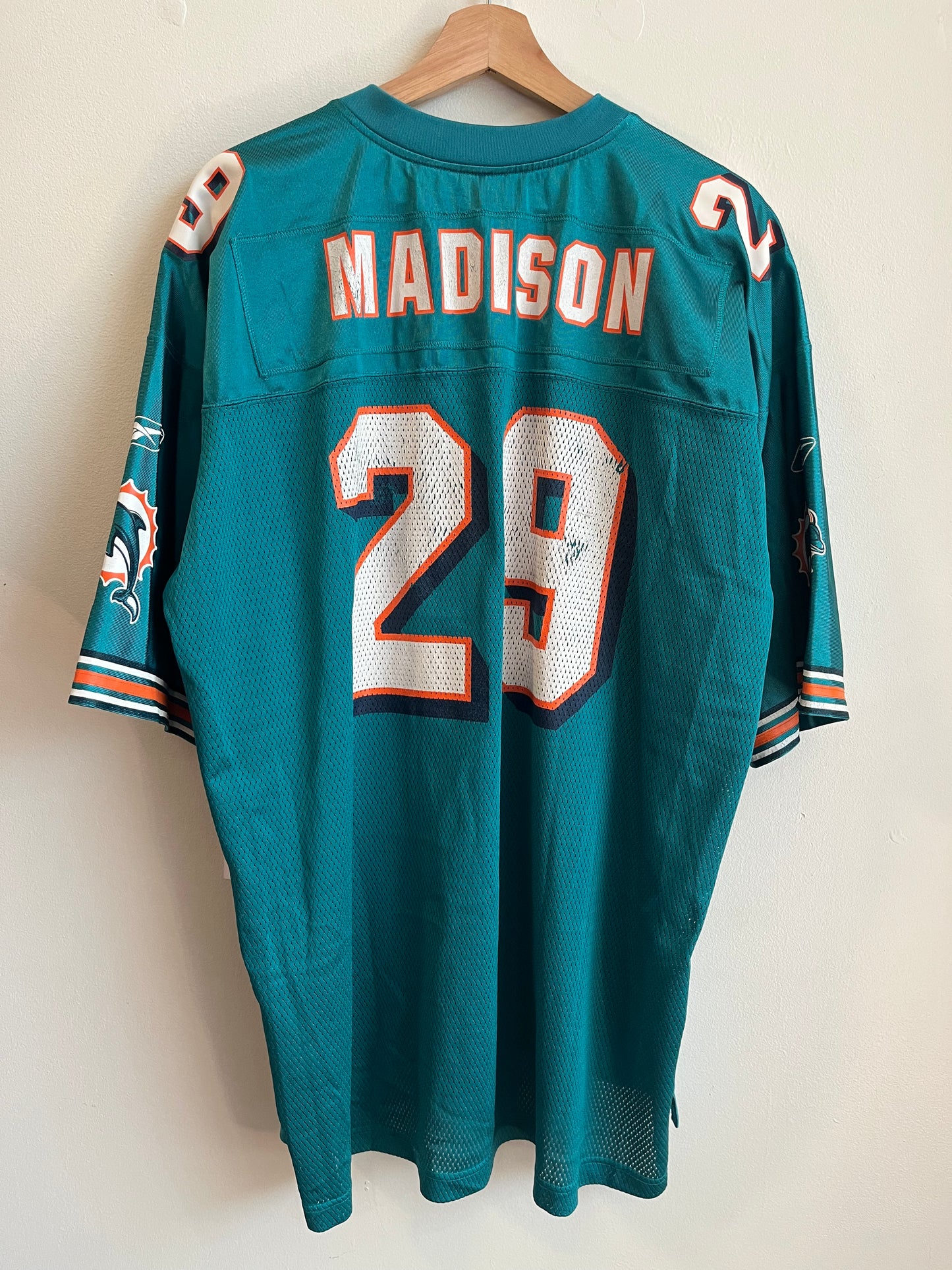 00s Miami Dolphins Sam Madison Teal Reebok NFL Jersey (XL)