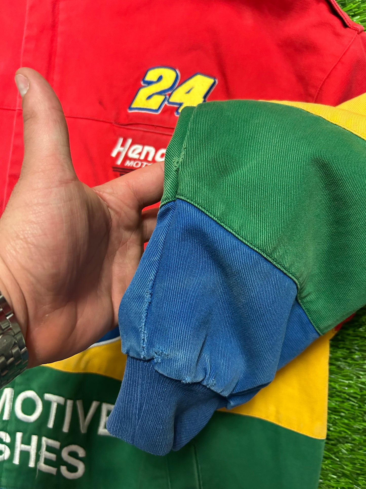 90s Dupont Jeff Gordon Vintage Rainbow Chase Authentic Racing Jacket (XL)