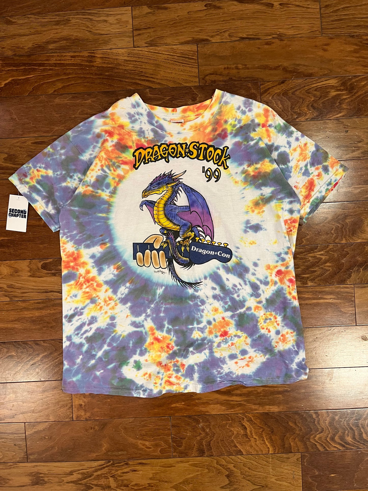 1999 Dragonstock Dragon Con Tie Dye Band Lineup Vintage Tee (XXL)