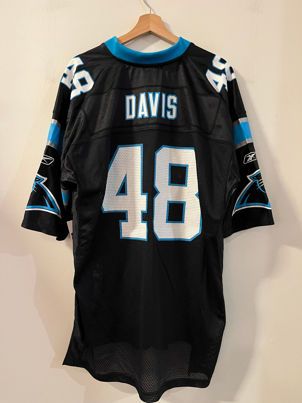 00s Carolina Panthers Stephen Davis Reebok Black Jersey (XL)