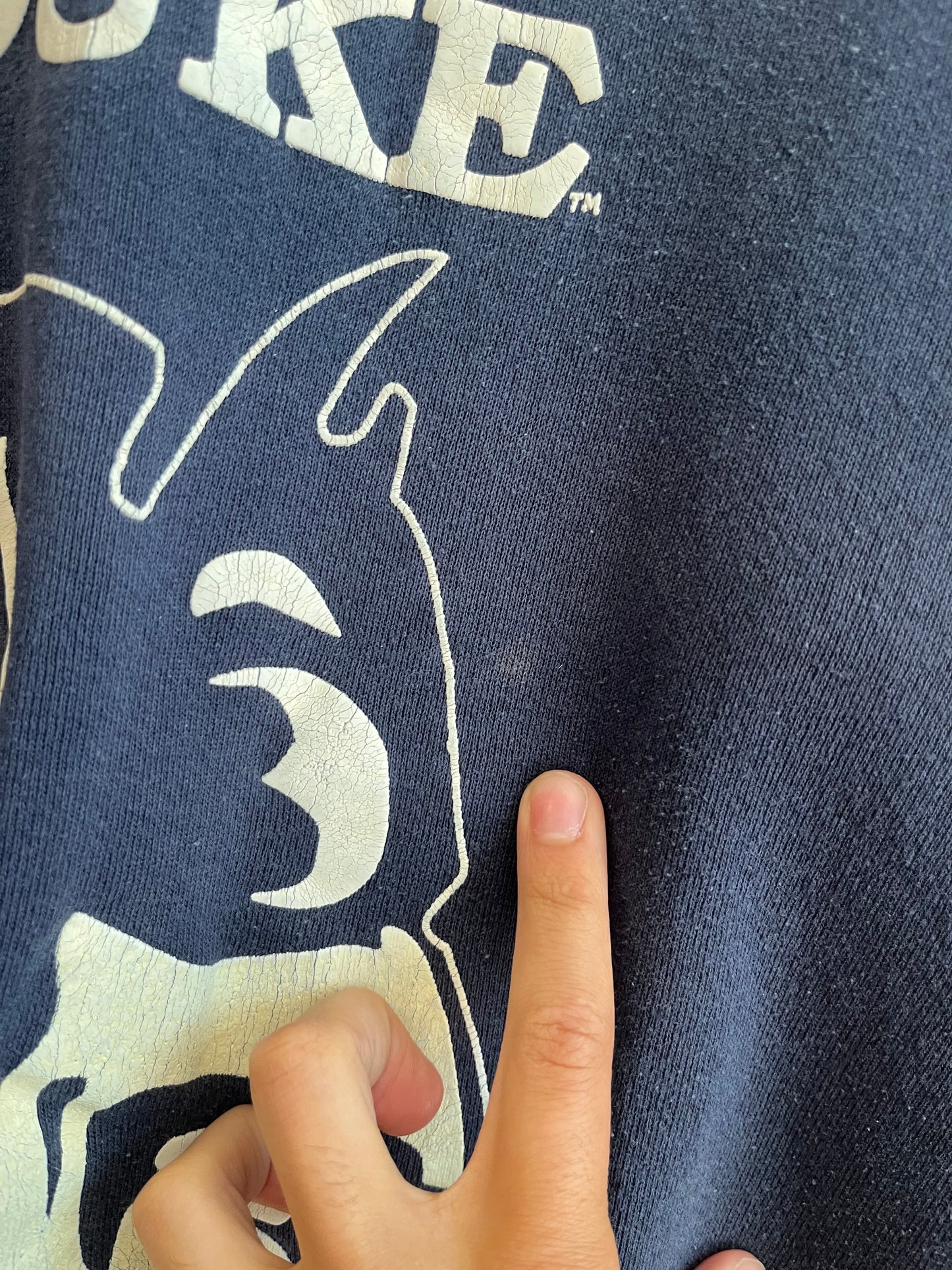 90s Duke Blue Devils Big Spell Out Faded Crewneck (M)