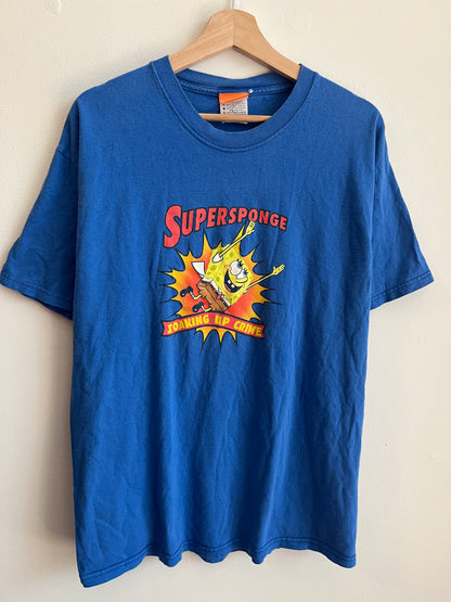 2002 SpongeBob Vintage Nickelodeon “Soaking Up Crime” Cartoon Tee (L)