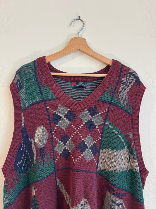 90s Isle of Cotton Golf Designed Vintage Sweater Vest (L)