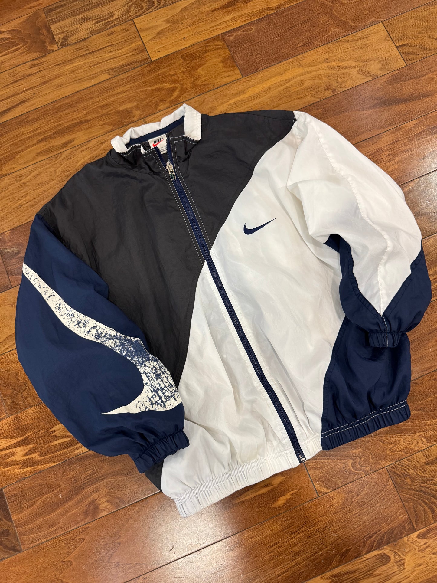 90s Nike Multi-Colored Big Swoosh Windbreaker (Youth L)