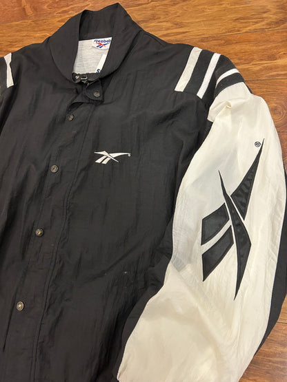 00s Reebok Vintage Black & White Windbreaker (XL)