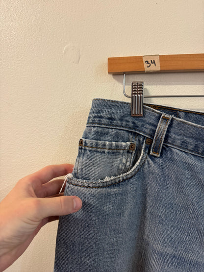 2004 Levi's 560 Distressed Light Wash Shorts (34)