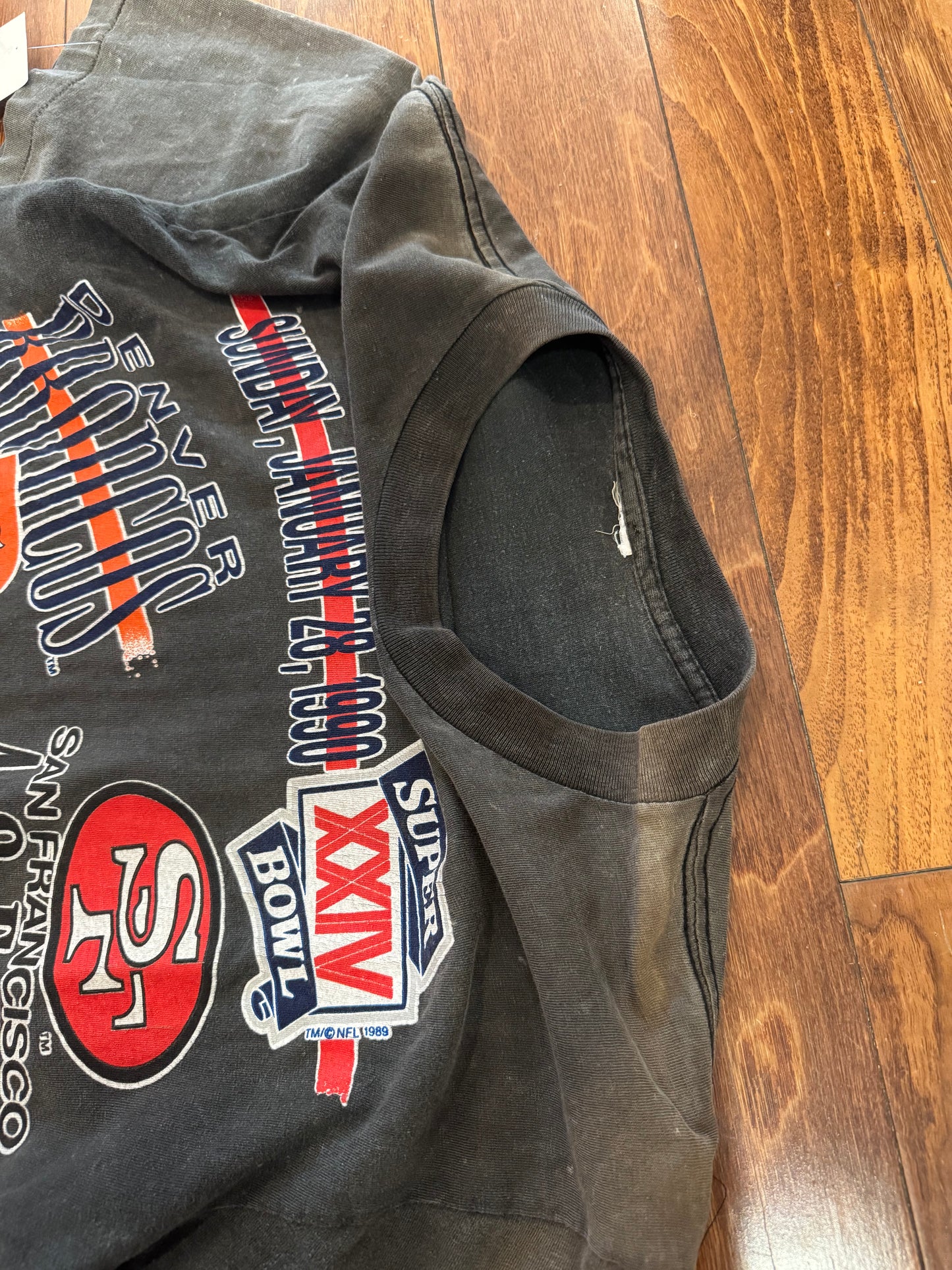 1990 Broncos v 49ers Super Bowl Nutmeg Faded Tee (L)