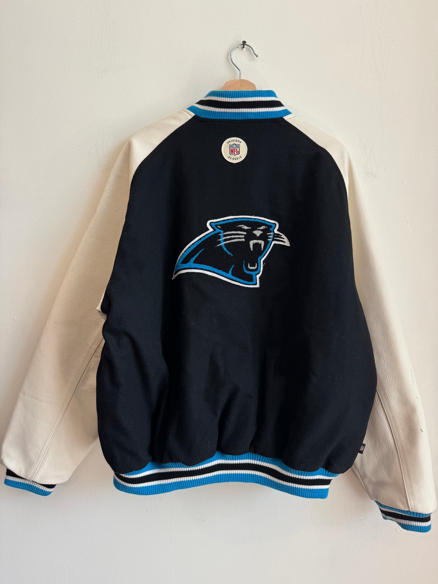 00s Carolina Panthers Gridiron Leather Varsity Jacket (L)