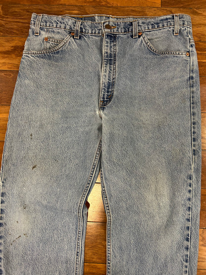 1997 Levi's 505 Orange Tab Distressed Light Wash Jeans (36 x 30)