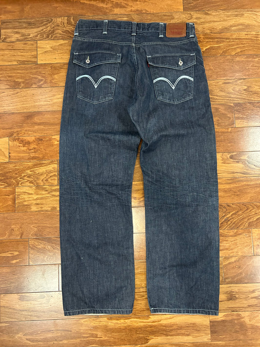 2009 Levi's 569 Loose Baggy Embroidered Jeans (38 x 34)