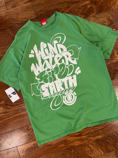 00s Element Green Wind Water Earth Vintage Tee (L)