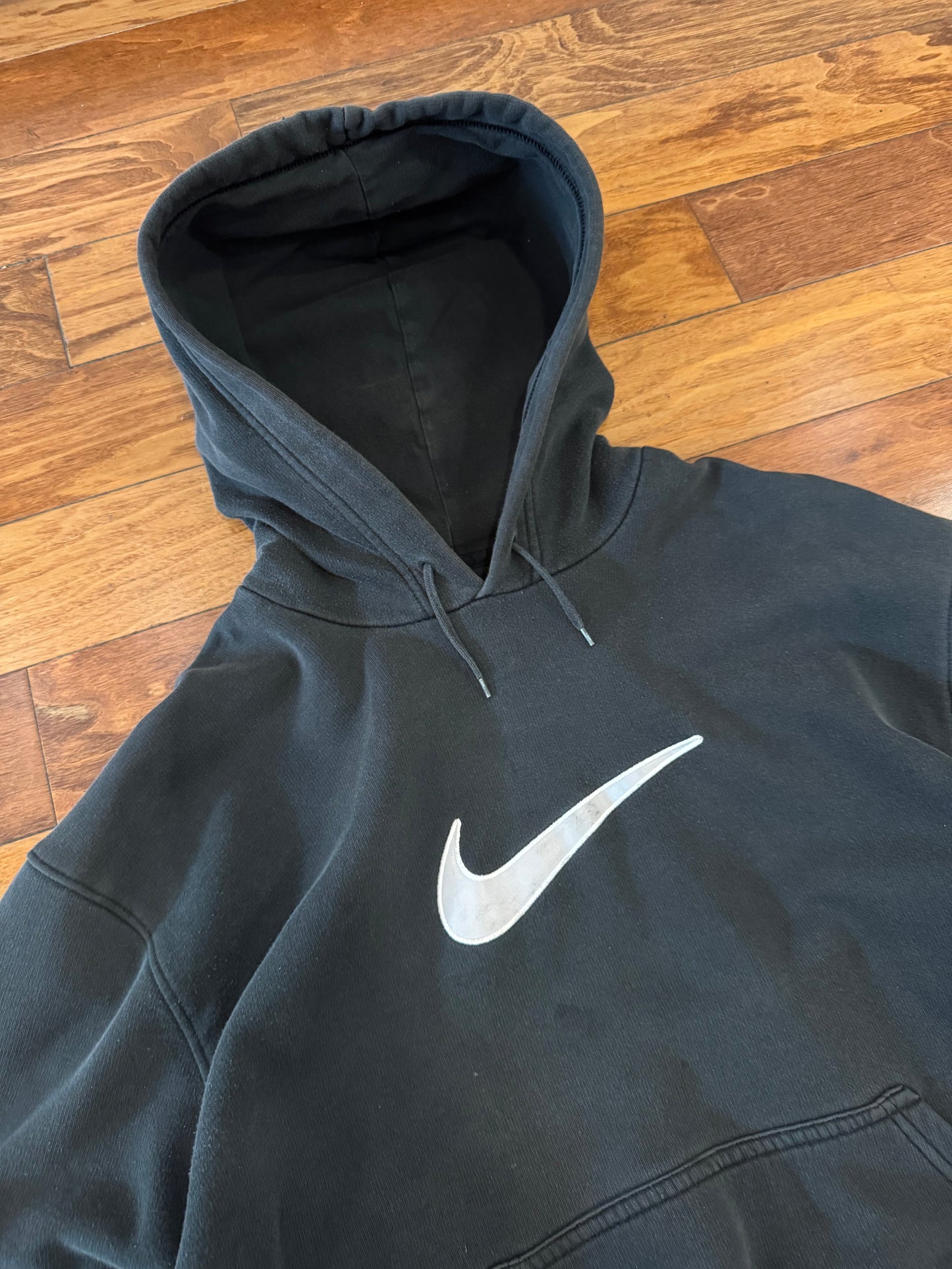 00s Nike Big Swoosh Black Vintage Hoodie (XL)