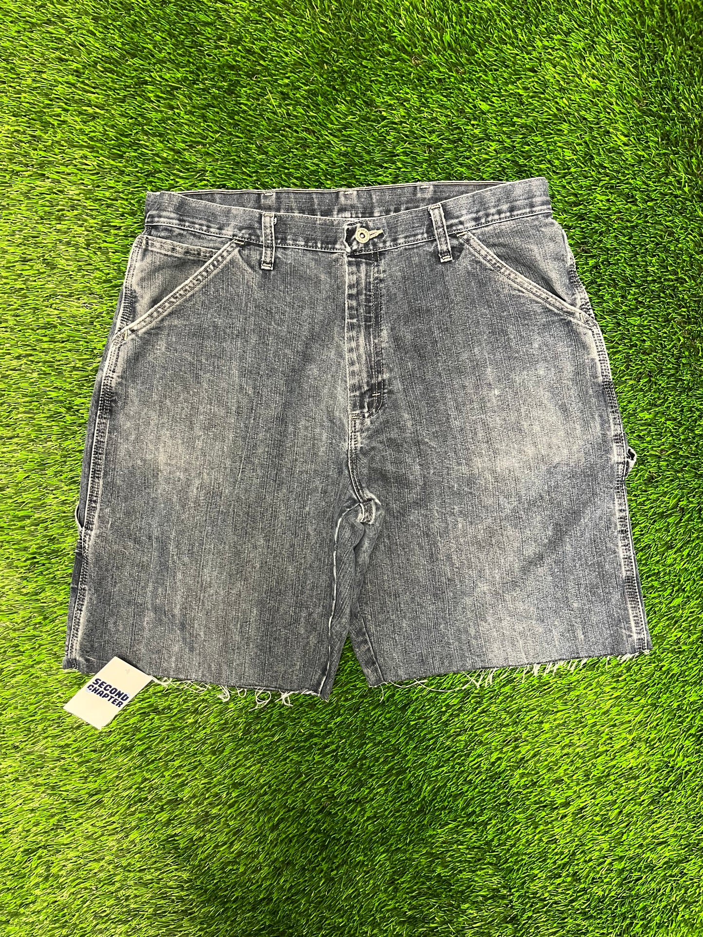 00s Wrangler Original Workwear Carpenter Dark Wash Jean Shorts (36)