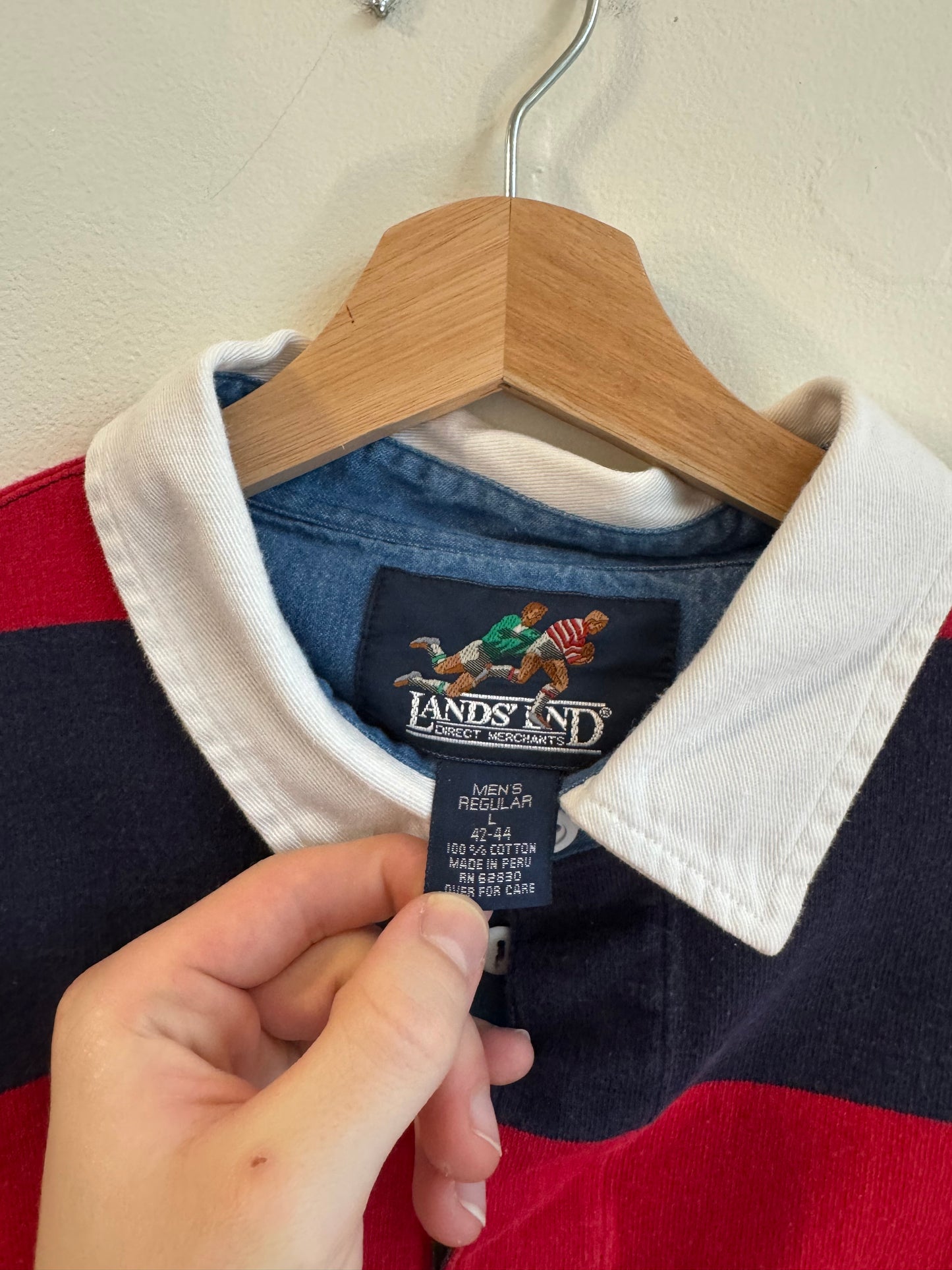 1990s Land's End Rugby Quarter Button Long Sleeve (L)