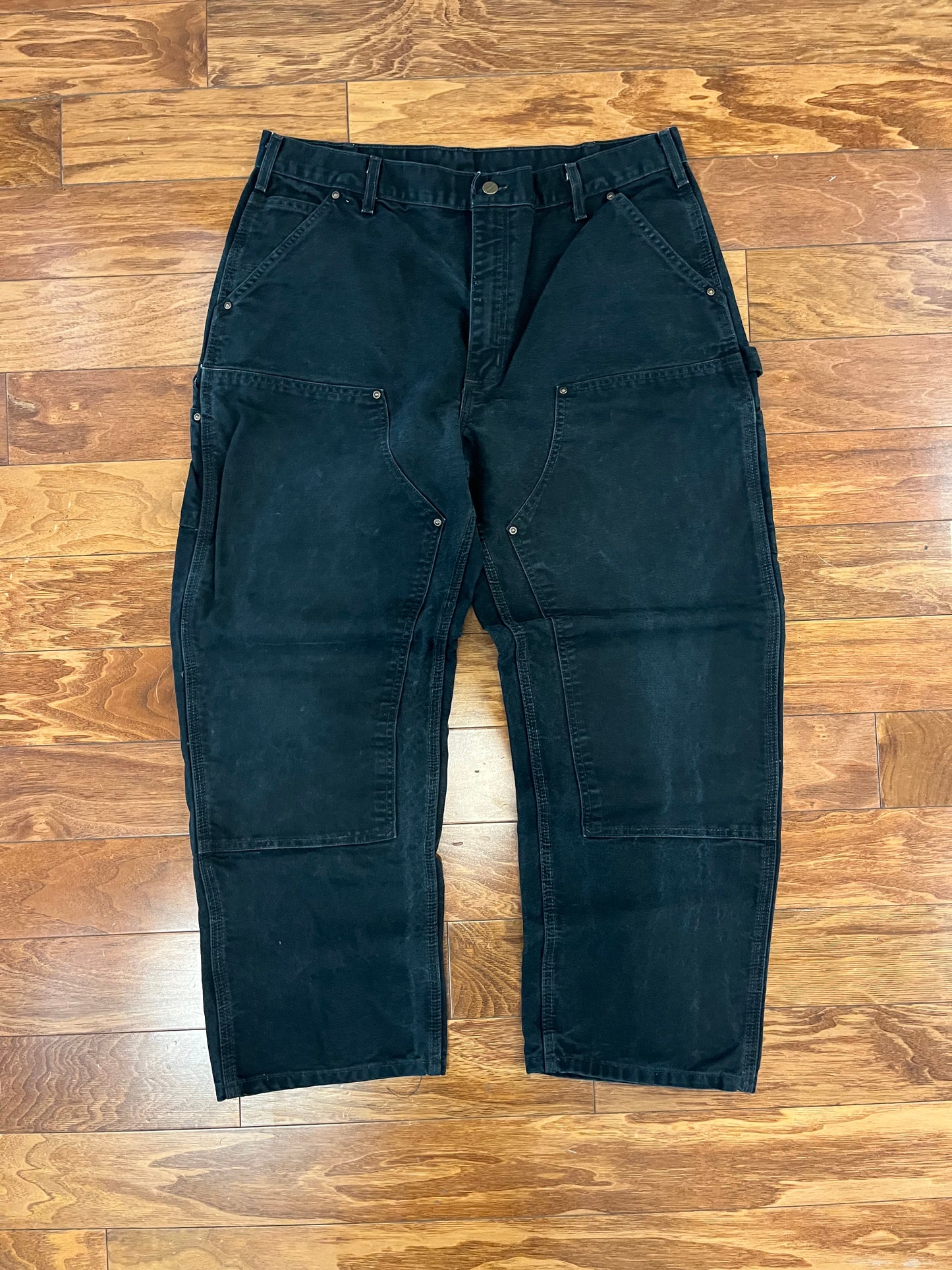 2008 Carhartt Black Double Knees Workwear Pants (38 x 30)