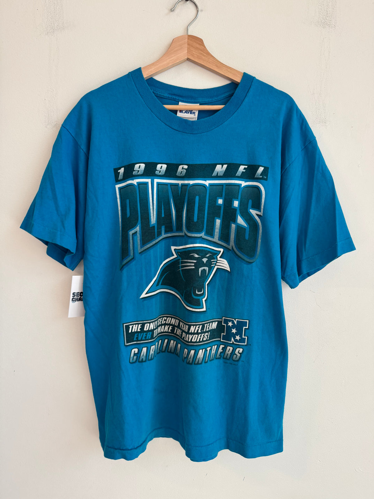 1996 Carolina Panthers Playoffs Stained Blue Tee (L)
