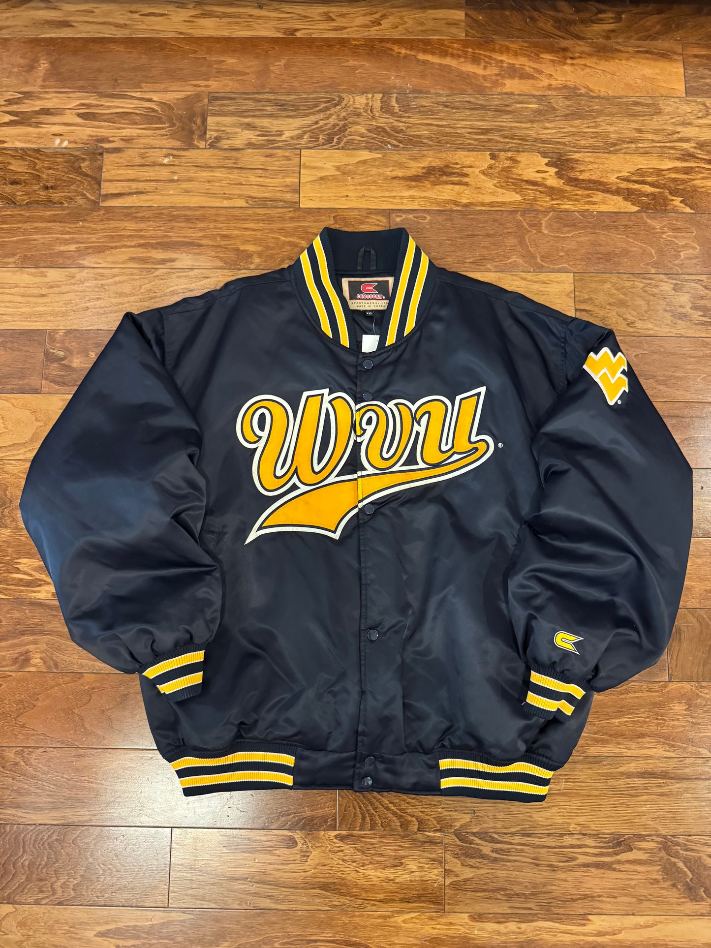 90s West Virginia University (WVU) Vintage Colosseum Satin Jacket (XXL)