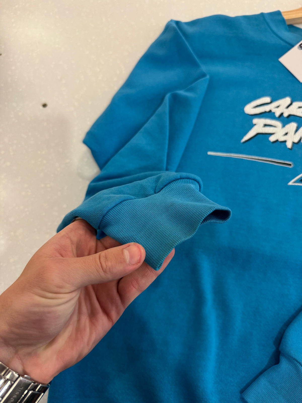 2003 Carolina Panthers Cat Scratch Faded Blue Crewneck (XL)