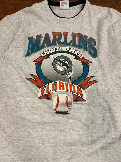 1991 Florida Marlins Double Sleeve Vintage MLB Tee (XL)