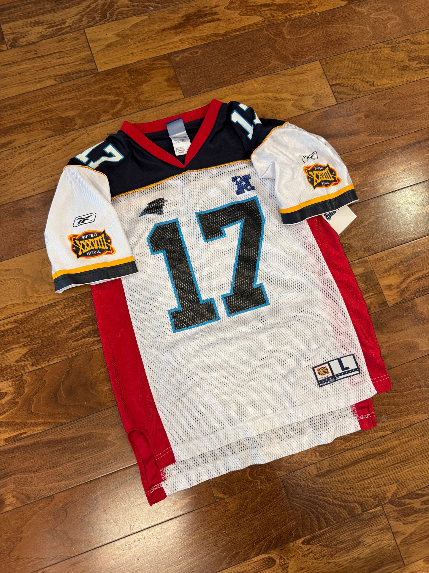 2003 Carolina Panthers Jake Delhomme Super Bowl Jersey (Youth L)