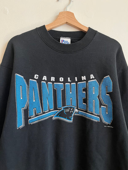 1997 Carolina Panthers Spell Out Pro Player NFL Black Crewneck (L)
