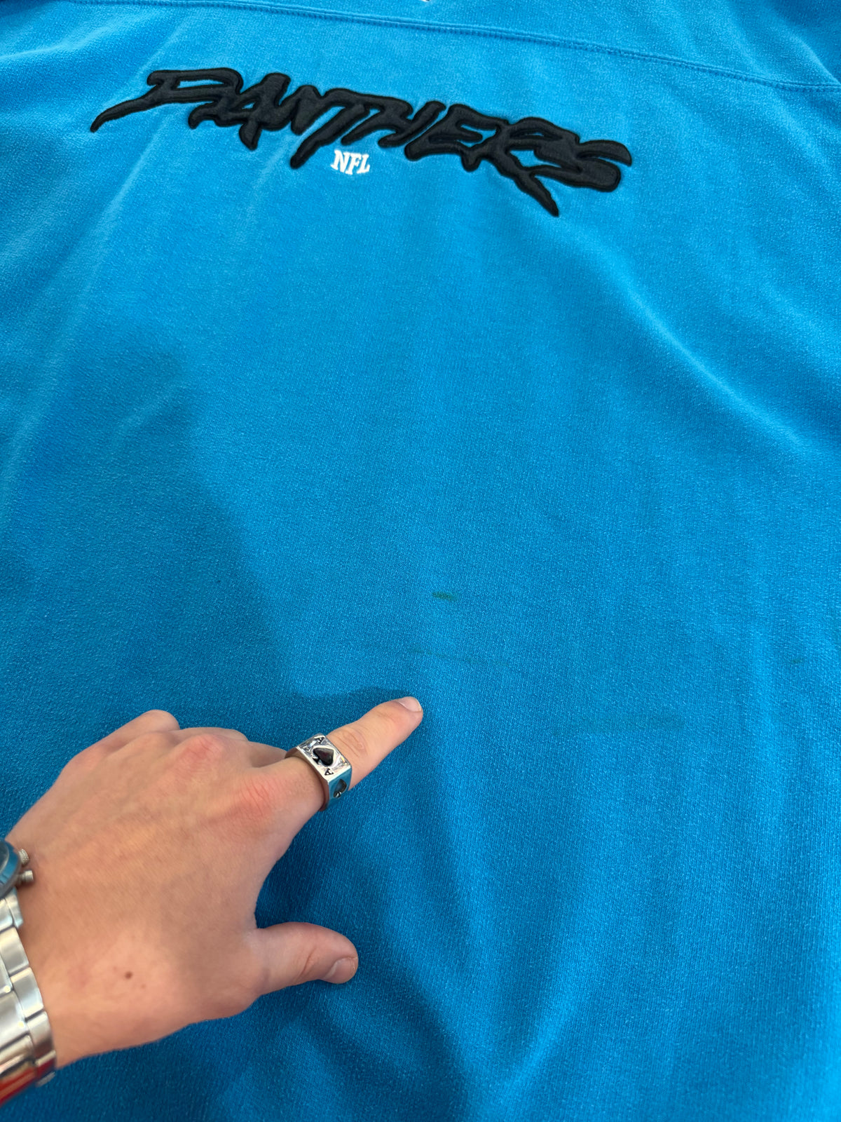 00s Carolina Panthers Electric Blue Cat Scratch Crewneck (XL)