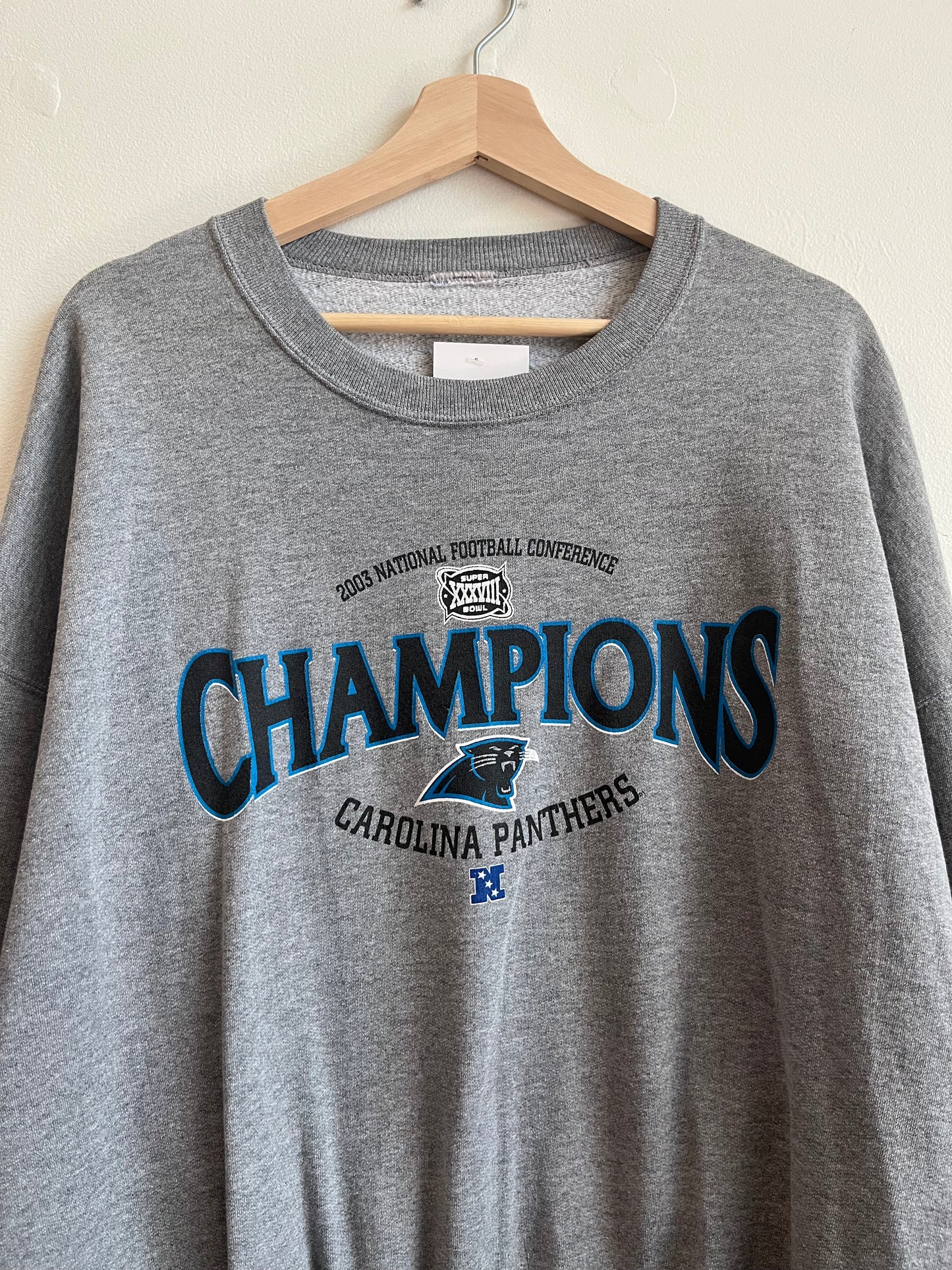 2003 Carolina Panthers NFC Champions Grey Crewneck (XXL)