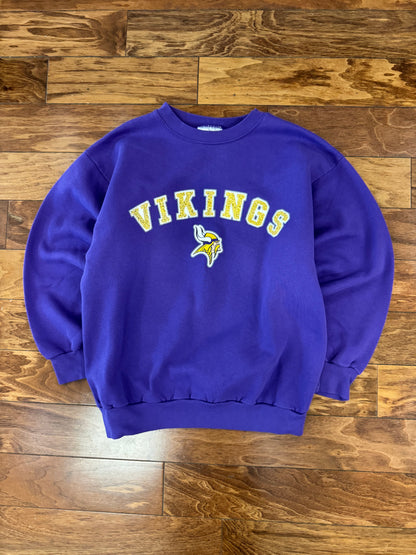 90s Minnesota Vikings Logo Athletic Spell Out Vintage Crewneck (M)