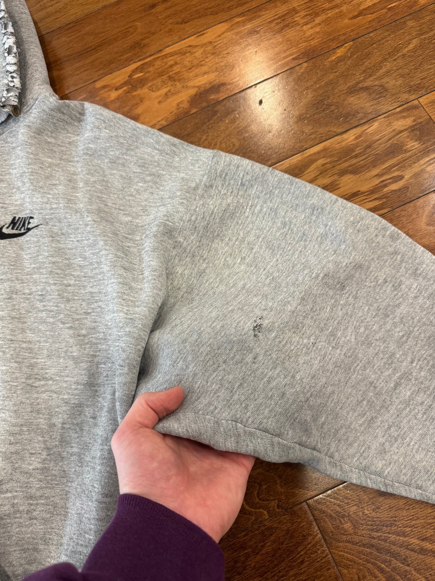 90s Nike Left Chest Swoosh Thrashed Hoodie (XL)