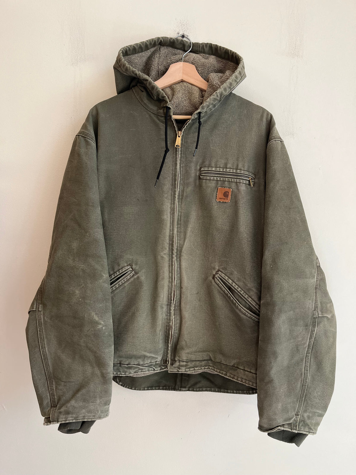 2012 Carhartt J141 ARG Faded Distressed Sherpa Lined Jacket (XL)