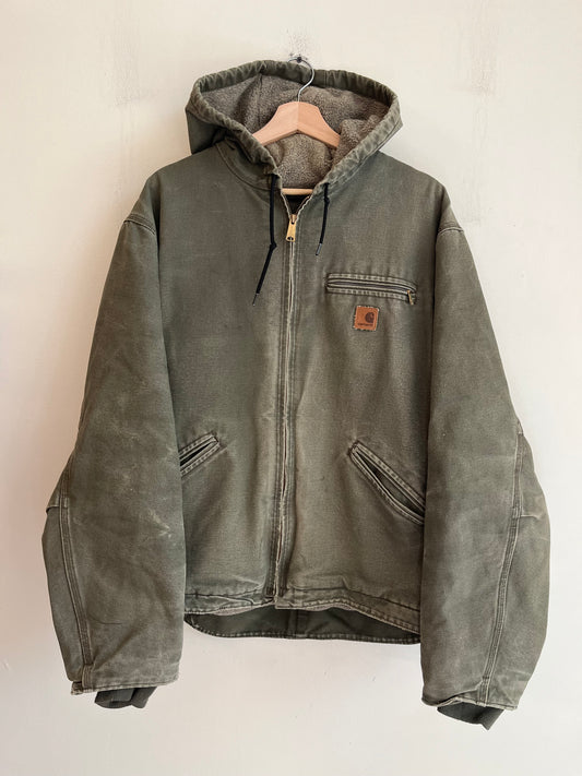 2012 Carhartt J141 ARG Faded Distressed Sherpa Lined Jacket (XL)