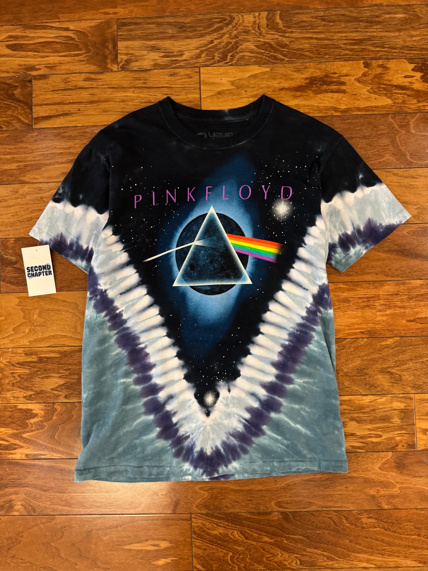 00s Pink Floyd Liquid Blue Tie Dye Rock Band Music Tee (M)