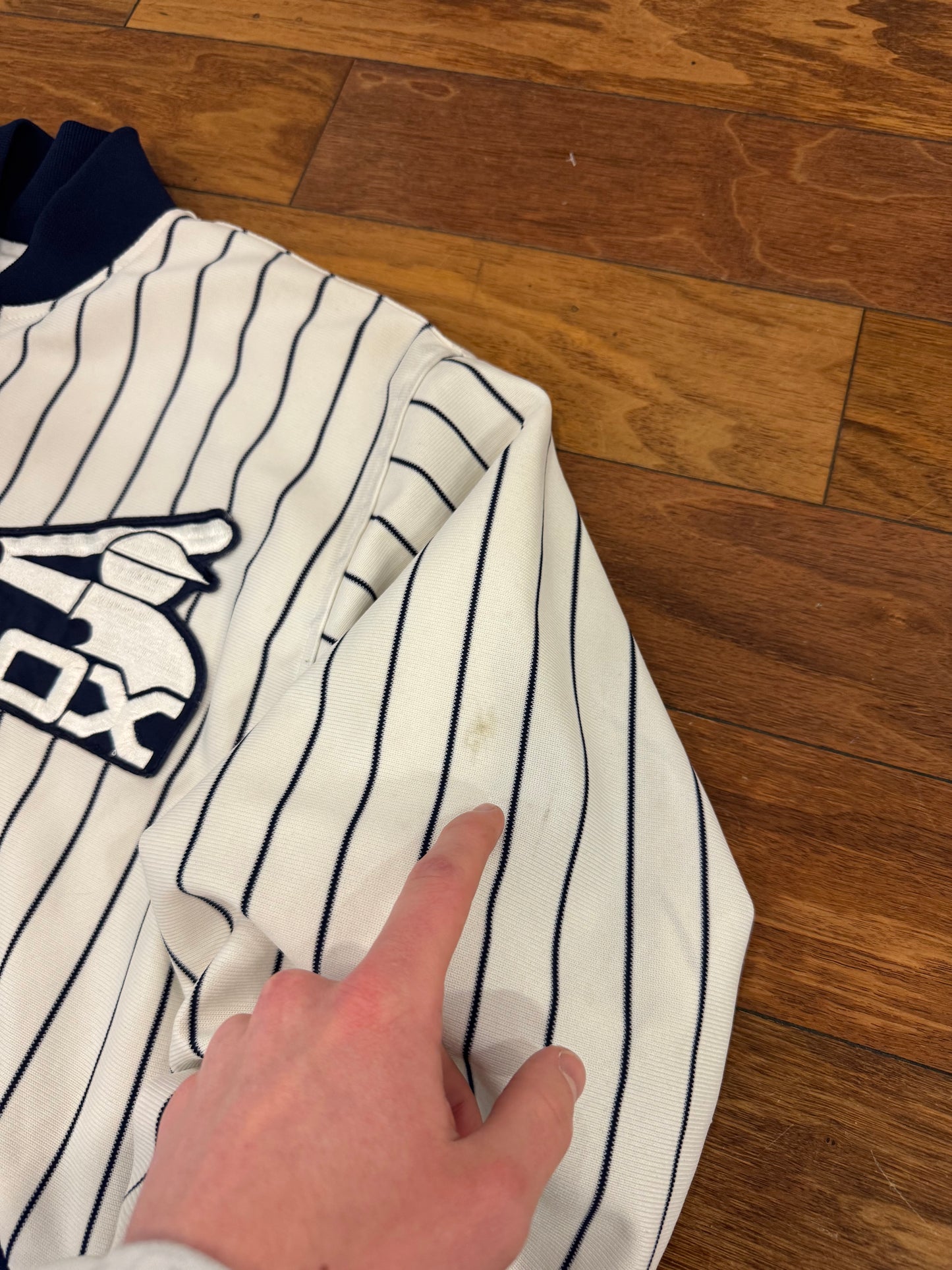 80s Chicago White Sox Vintage Pinstripe Coach Jacket (M)