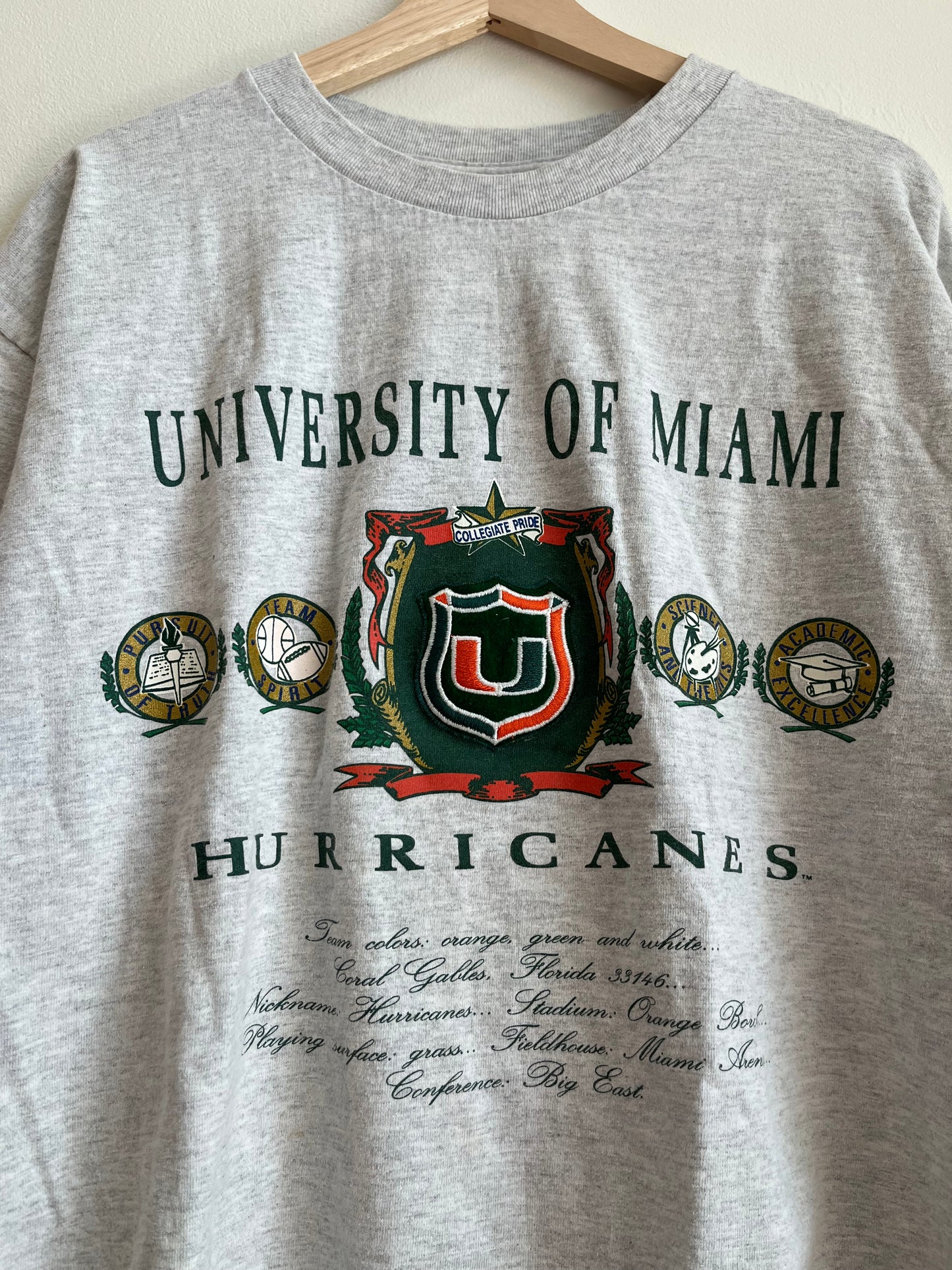 90s Miami Hurricanes Vintage Nutmeg Tee (XL)