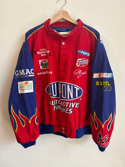 90s Nascar Jeff Gordon Dupont Flames Vintage Racing Jacket (XXL)