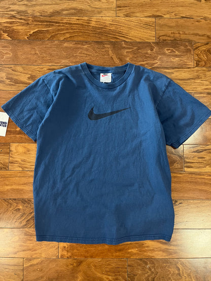 90s Nike Big Swoosh Navy Tee (M)
