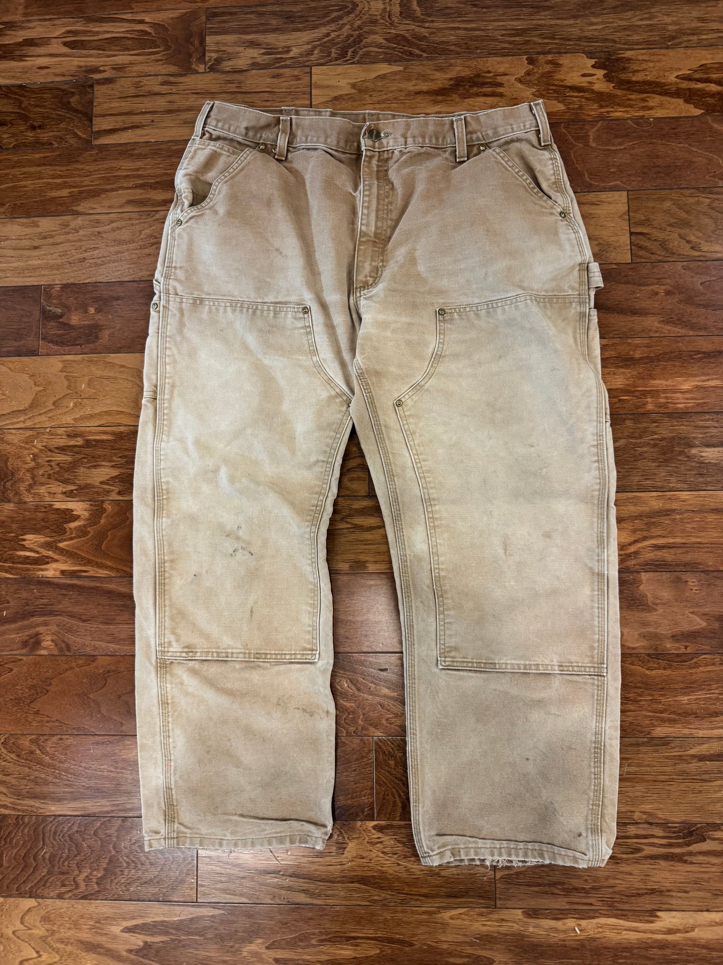 00s Carhartt Faded Tan Double Knee Pants (38 x 30)