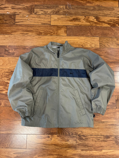 00s Nike Grey Striped Essential Windbreaker (S)