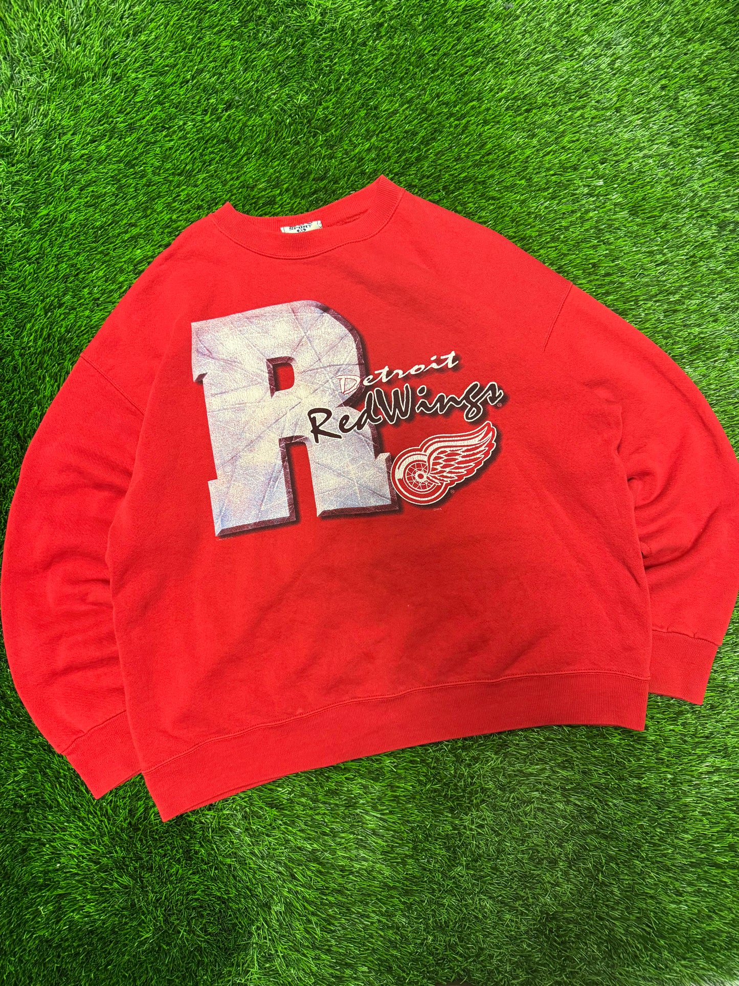 90s Detroit Red Wings Vintage Lee Spell Out Crewneck (XL)