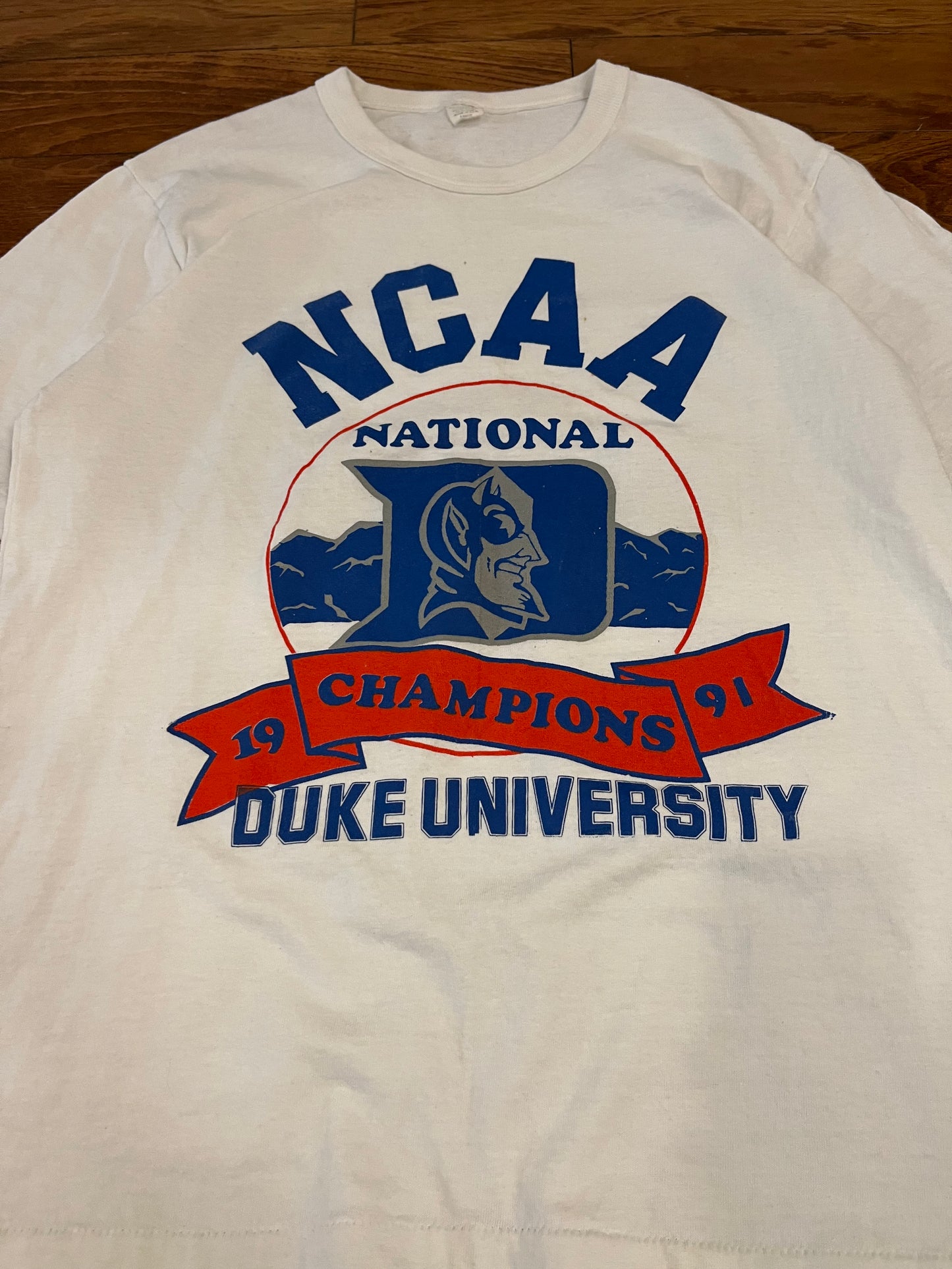1991 Duke National Champs White Vintage Tee (L)