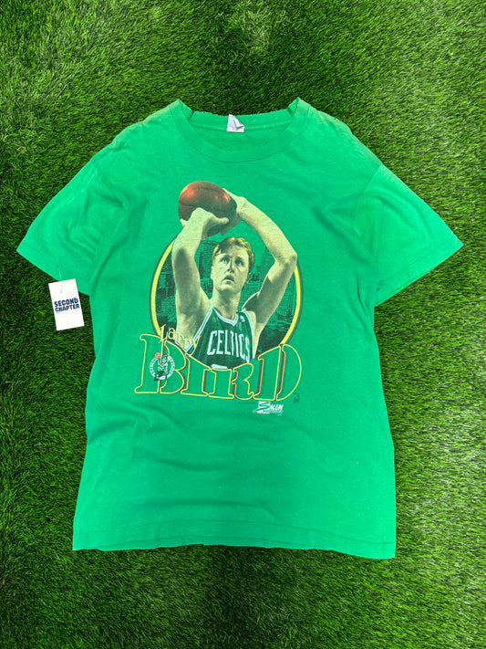 1990 Boston Celtics Larry Bird Vintage NBA Salem Distressed Tee (XL)