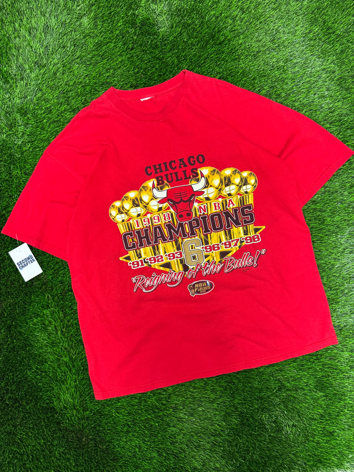 1998 Chicago Bulls NBA Finals 6x Champions Vintage Tee (XXL)